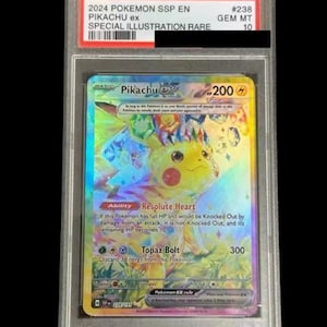 Pikachu EX 238/191 PSA 10 - SSP Surging Sparks - Version Anglaise - Holographique - Proxy - Haute Qualité