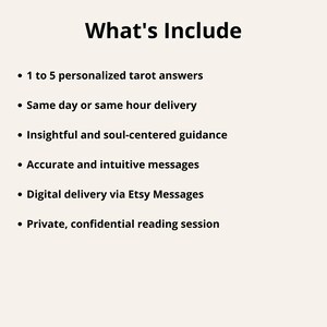 Fast and personalized Same Hour Tarot Reading. Ask 1–5 detailed questions about your love life, work decisions, emotional blocks, or spiritual direction. Readings are channeled by a professional intuitive medium and delivered within the hour. Gain answers with warmth, clarity, and powerful energy alignment that support your soul’s journey and next steps.