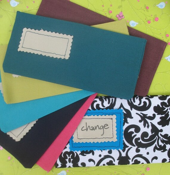 Items similar to SIX Fabric Cash Only Envelopes with Velcro Coin Pouch