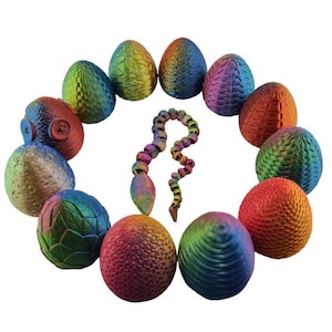 Blind Box Egg with Articulated Snake – Collectible Capsule Toy | Twist Top Reusable Eggs | 12 Textured Patterns | Collect Them All