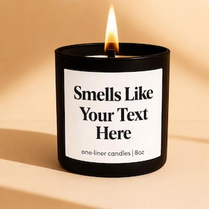 Bougie personnalisée au goût d'odeur - Bougie de soja personnalisée avec étiquette vierge avec texte ou logo, cadeau amusant pour elle, meilleure amie ou cadeau d'entreprise unique
