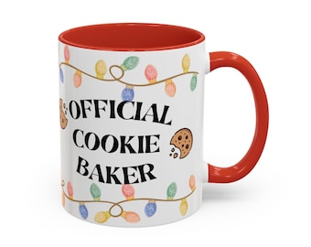 Official Cookie Baker Mug | Holiday Lights Accent Coffee Mug | Christmas Baking Gift
