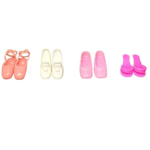 Lot of 4 Pair Vintage 1980&#39;s Barbie Doll Shoes Made in Korea Taiwan Pink White