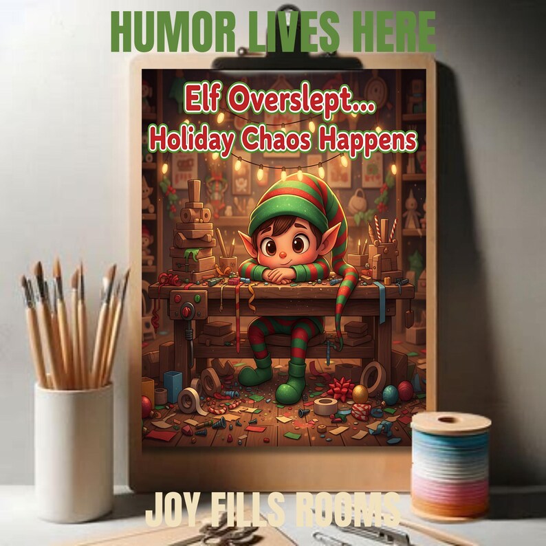 Funny Elf Overslept Christmas Printable Art (digital Download) - Etsy