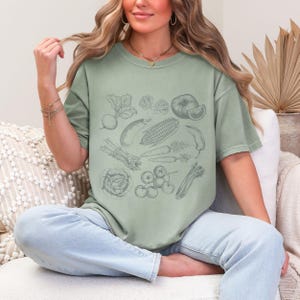 Monochrome Farm Vegetable T-Shirt: Comfort Colors Unisex Garden Tee