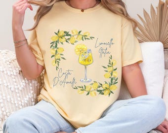 T-shirt limoncello aquarel, vakantietop citroentak, Italië, zomer T-shirt citrus