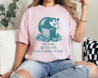 Camiseta de zarigüeya con bote de basura, divertida y sarcástica camiseta con gráfico de vida silvestre