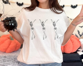 Camiseta Skeleton Dance Comfort Colors®, camiseta para fiesta de Halloween espeluznante