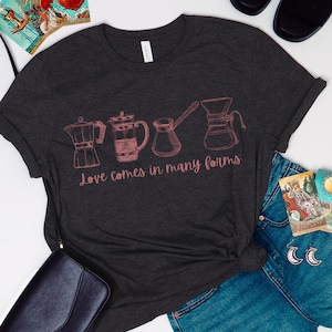 Coffee Brewing Methods Shirt | Hand-Drawn Moka Pot, French Press, Turkish Coffee Tee