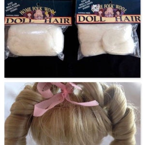 Doll Hair Wig, Doll Wig, Doll Making Supplies, Doll Hair Yarn – Long Ringlets Doll Hair and Bangs, Home Folk Wool Doll Hair, Mix and Match