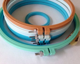 Plastic Embroidery Hoops, Plastic Hoop Frames, Needlecraft Hoops - Susan Bates Deluxe Luxite Embroidery Hoop with Super Grip Lip – Set of 8