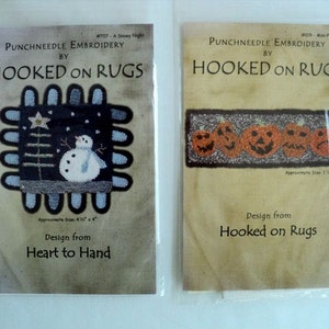 Punch Needle Pattern, Needle Punch Pattern, Punch Needle Design Embroidery by Hooked on Rugs - A Snowy Night and Mini-Pumpkins, Mix & Match