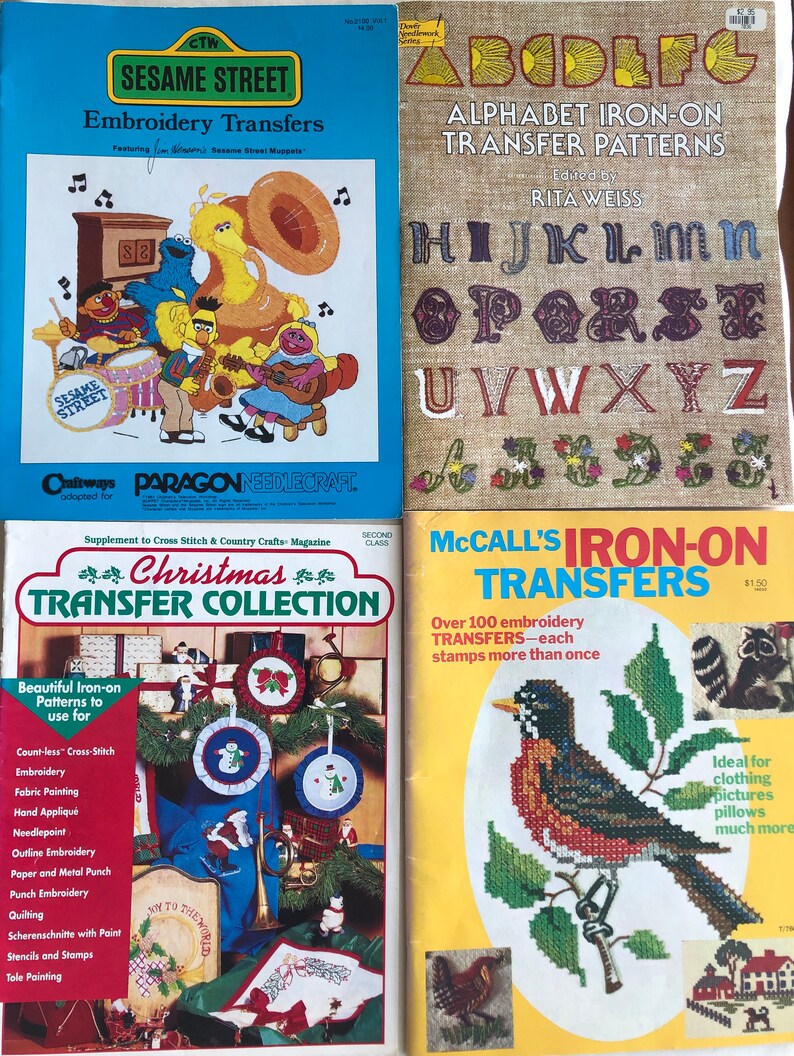 Ironon Transfers Pattern Book Alphabet Transfers Embroidery Etsy