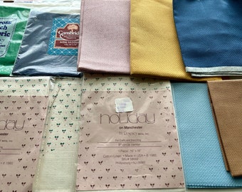 Aida Cross Stitch Fabric, Destash Cross Stitch Supplies, Evenweave Linen, Needlework Fabric, Embroidery Fabric, Mix & Match