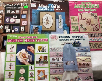 Counted Cross Stitch Pattern Books, Cross Stitch Book, Vintage Cross Stitch Leaflet,  Buy More and Save! Listing No. 12, Mix and Match