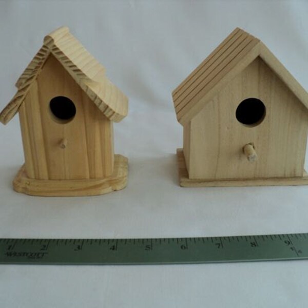 Unfinished Wooden Birdhouses - Set of 2