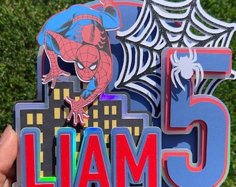 Custom Spider-Man Cake Topper, Personalized Birthday Decoration
