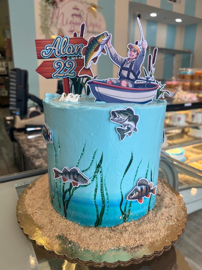 Custom Fishing Cake Topper, Birthday Decorations - Etsy