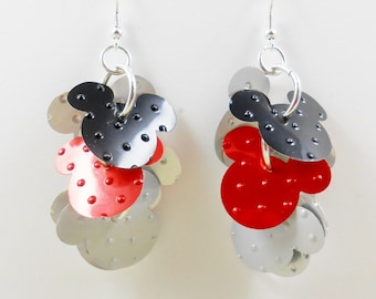 HIDDEN Mickey Mouse Earrings.  Recycled Soda Can Art.  Coca Cola.. Dangle & Drop Earrings.  Shop Name: Jillmccp