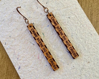 True Crime Detective Earrings.  Laser Cut.  Shop Name:  Jillmccp