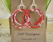 Stacked Hoop Circle Earrings. Recycled Soda Can Art. DOUBLE-sided. Embossed. Coca Cola