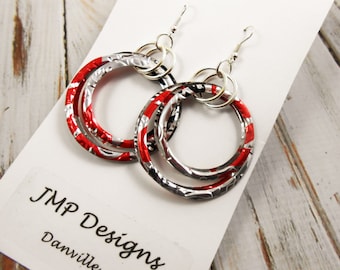 Stacked Circle Earrings.  DOUBLE-sided.  Recycled Soda Can Art.  Diet Coke.  2025 Can.