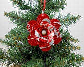 Coca Cola Flower Christmas Ornament. Recycled Soda Pop Can Art. Double sided. Shop Name Jillmccp