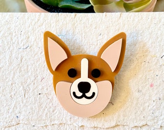 Cutest Corgi Lapel Pin/Brooch. Laser Cut Acrylic. Dog Lover.  Shop Name: Jillmccp