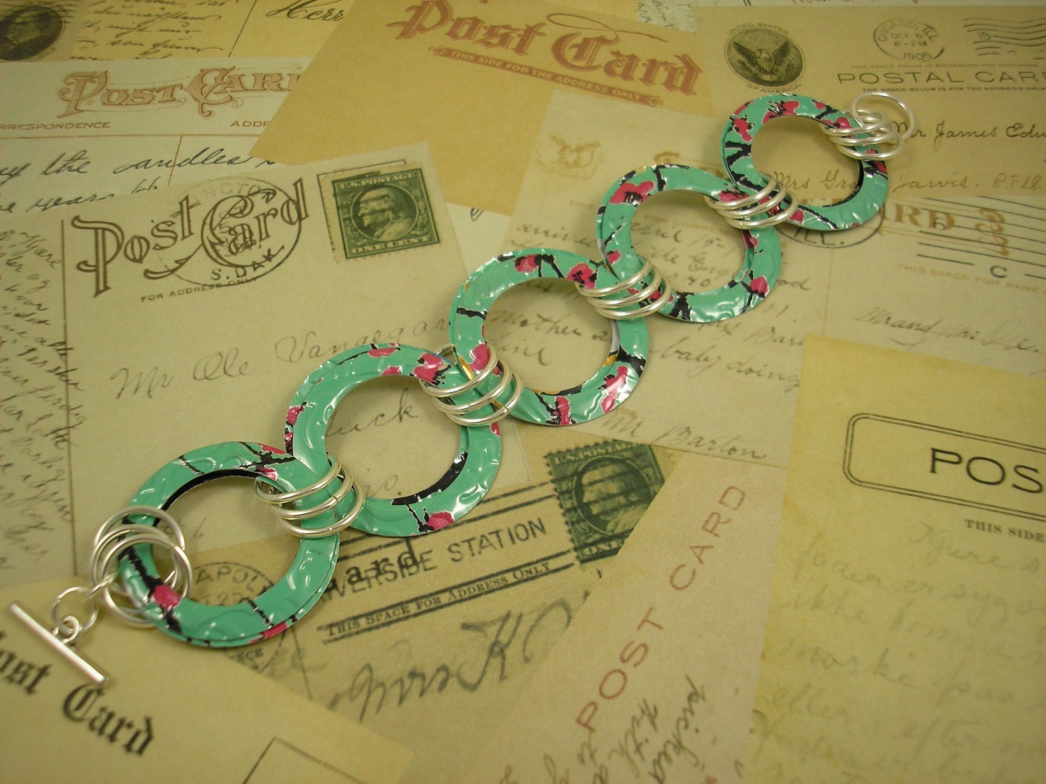 Circle of RINGS. Recycled Soda Can Art. Doublesided. AZ Tea. Etsy