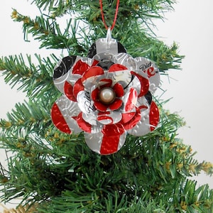 Diet Coke Flower Christmas Ornament.  Recycled Soda Pop Can Art.   Double-sided.  Shop Name: Jillmccp