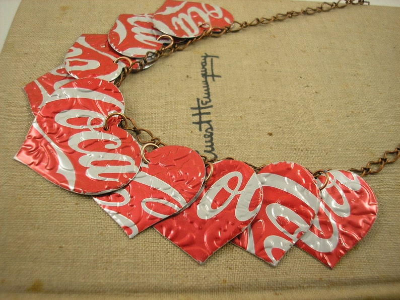 9 Heart Necklace. Recycled Soda Can Art. Doublesided and Etsy
