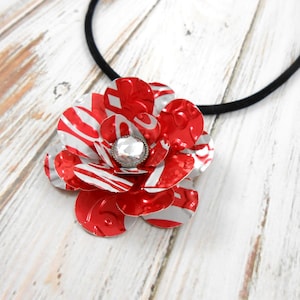 Simple Rose Pendant Necklace  (MEDIUM)  Recycled Soda Can Art.  Coca Cola
