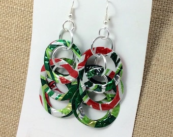 Pendientes Mountain Dew Circle.  DOBLE CARA. Lata de soda reciclada art.