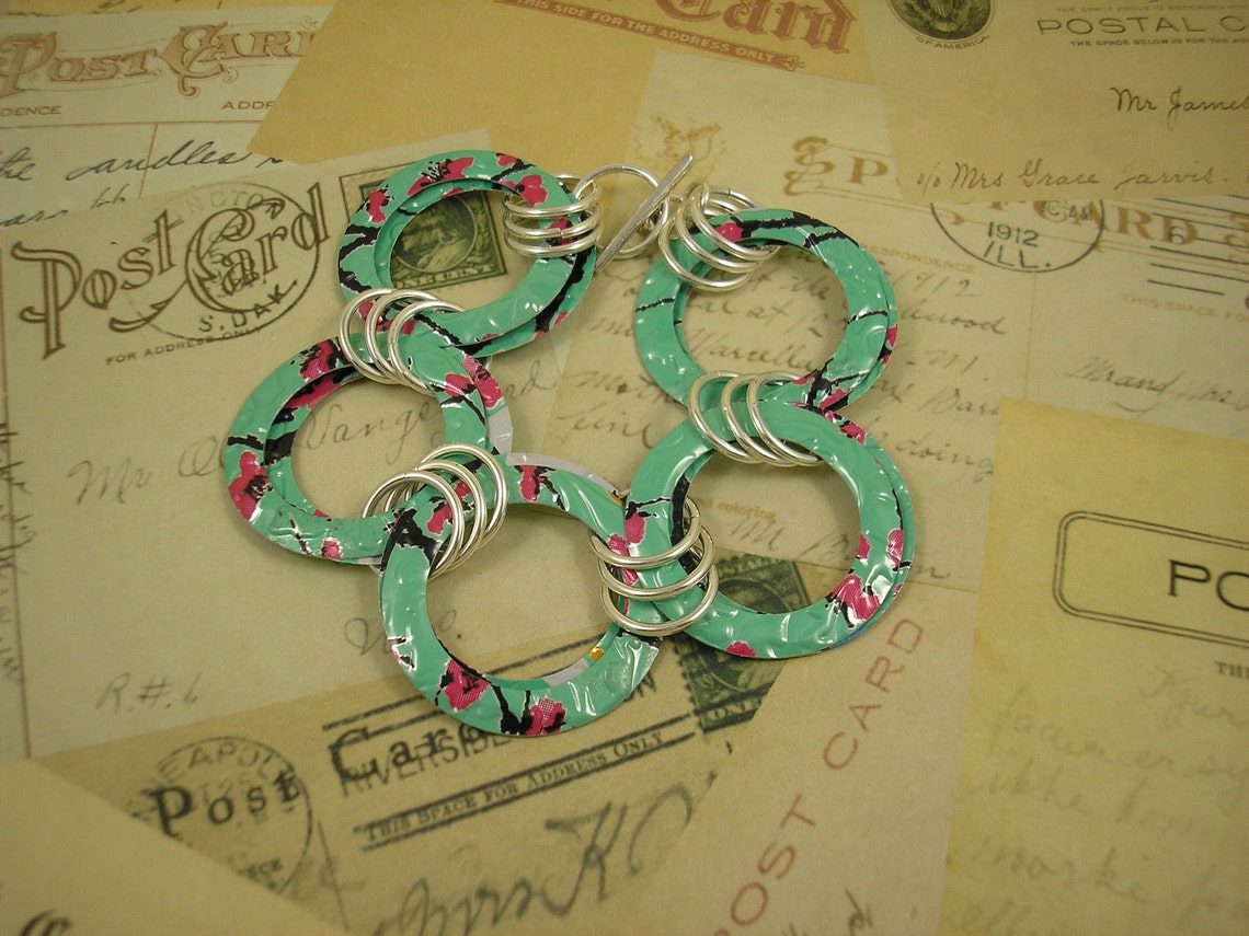 Circle of RINGS. Recycled Soda Can Art. Doublesided. AZ Tea. Etsy