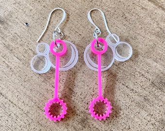 Summertime Bubbles and Wand Earrings.  Laser Cut Acrylic.  Shop Name: Jillmccp. JMP Designs