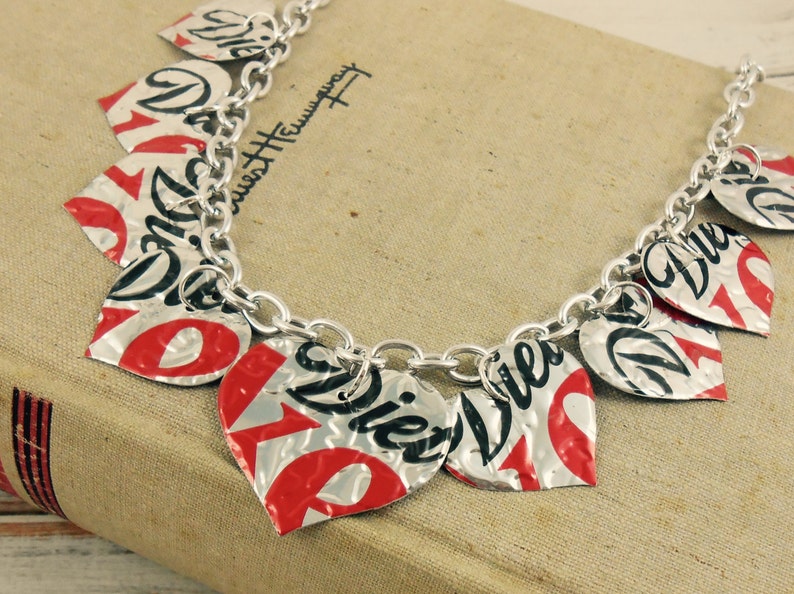 9 Heart Necklace. Doublesided and Embossed. Recycled Soda Can Etsy