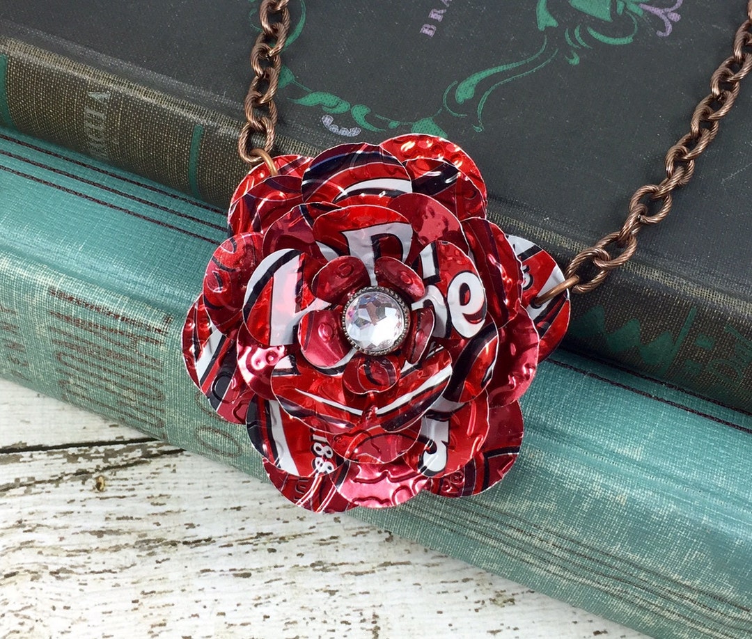 Dr Pepper Rose Necklace. Recycled Soda Can Art. Dr Pepper Lover. - Etsy