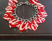 10 Red Heart Bracelet DOUBLE-sided. Recycled Soda Can Art. Coca Cola