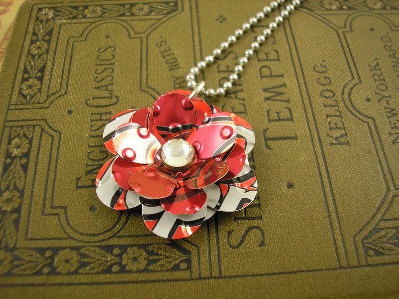 Sweet And Small Rose Necklace Recycled Soda Can Dr Pepper Etsy