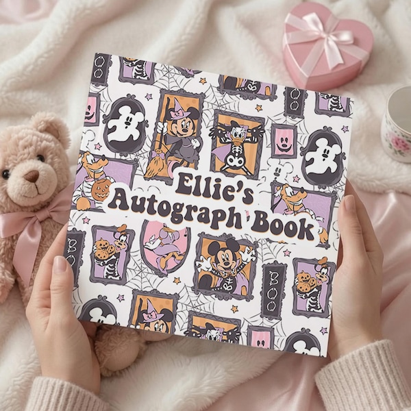 Personalized Mouse Halloween Autograph Book, Mouse and Friends Not So Scary Autograph Book, Halloween Book, Family Trip Memory Book