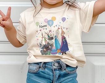 Personalized Name Disney Frozen Birthday T-Shirt, Custom Disney Birthday Shirt, Disney Elsa Anna Olaf Shirt, Family Matching Birthday Tee