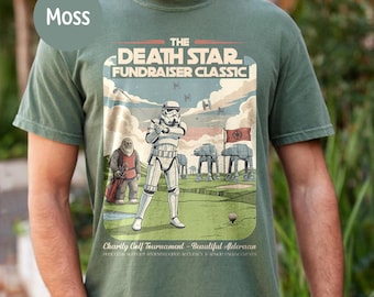 Funny Star Wars Golf Shirt, Death Star Classic Tee, Stormtrooper Golfing, Alderaan Tournament, Sci Fi Parody, Gift For Golfer Dad Retro Geek