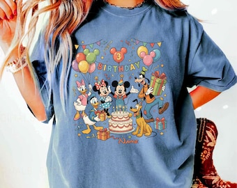 Comfort Colors Custom Disney Birthday Shirt, Personalized Mickey & Friends Tee, Birthday Squad, Family Trip Gift, Birthday Girl Boy Shirt