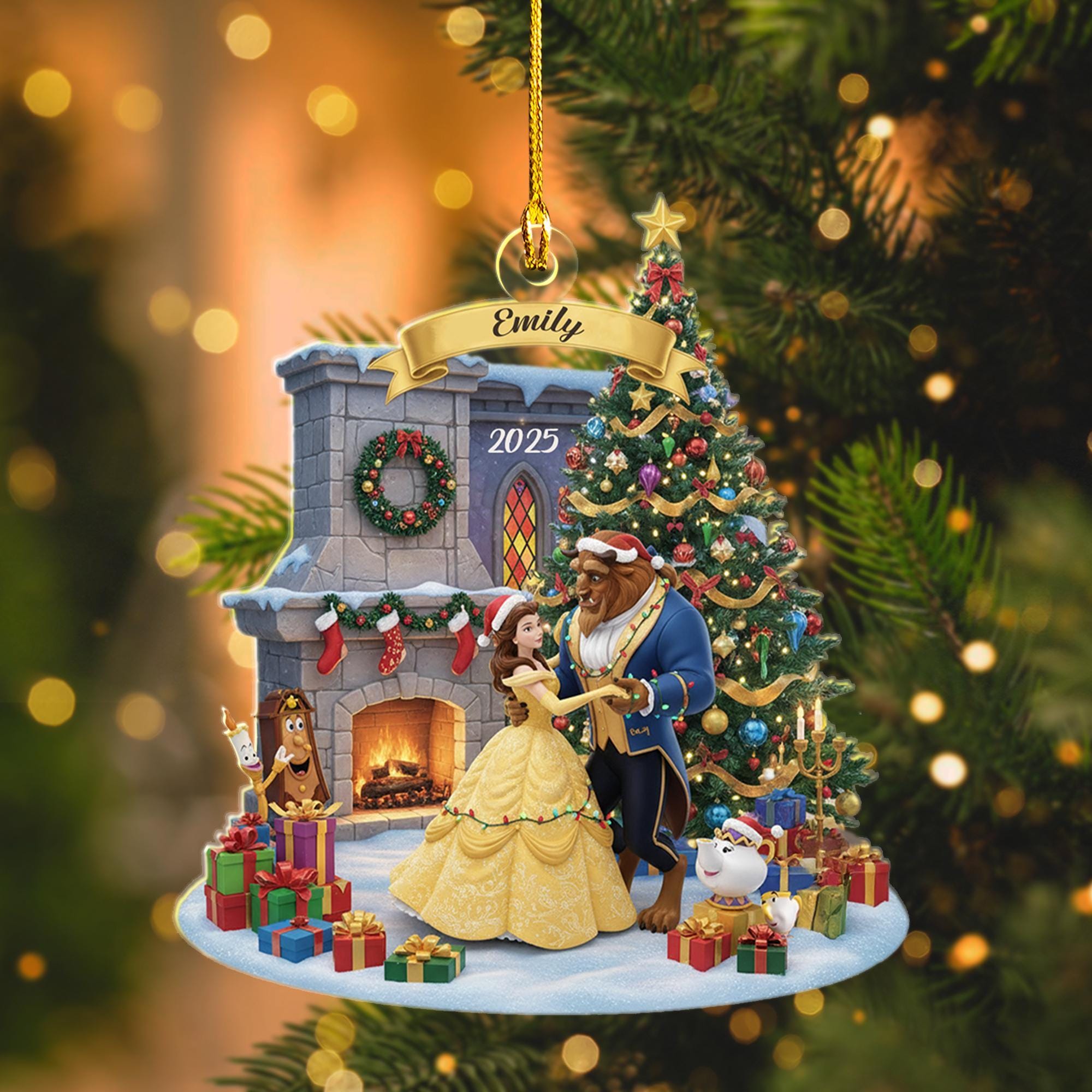 belle blue dress ornament Enchanting Nutcracker Glitter Chambray Dress Denim / 6Y