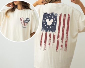 Custom Mickey America Flag Shirt, Disneyland 2026 Shirt, Disneyworld Trip 250 Celebrates America Tee Disney Trip Shirt USA 250th Anniversary