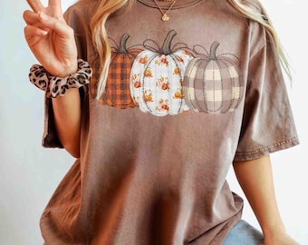 Floral Pumpkin Comfort Colors Shirt, Preppy Fall Tee