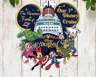 Imán personalizado para la puerta del crucero de Marvel Trips, decoración personalizada para el barco Destiny de Trips 2026, letrero para camarote familiar de los Vengadores, oreja del primer viaje