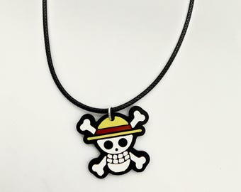 One Piece Anime Necklace | Jolly Roger Skull and Bones | Straw Hat Luffy | Cosplay Necklace | Costume Accessory Jewelry | 3D Printed