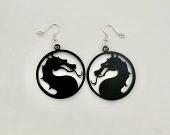 Mortal Kombat Themed Earrings, Party Favors, Cosplay, Gifts, Costume Accessory, Jewelry | Acrylic Dragon Earrings