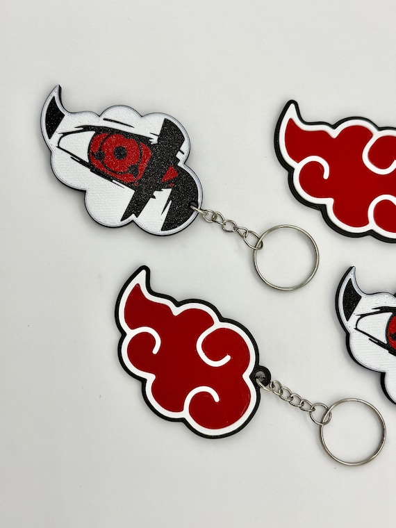 Naruto Inspired Keychain | Anime | Akatsuki & Itachi Keychain | Red Cloud Symbol | Akatsuki Cloud